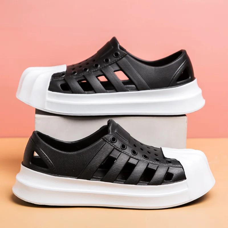 Summer Couple Hollow Hole Shoes Wearing Casual and Fashionable Beach Breathable and Non slip Soft Sole Sandals Dance