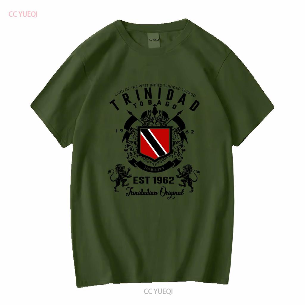 Trinidad T-Shirt und Tobago Flagge TNT Karneval Soca Inselwappen T-Shirt lang- oder kurzärmlig Vintage Gewaschen Gestreckt Vielseitig