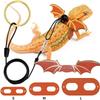 2024 New 3 Pcs Adjustable Bearded Dragon Leash With Bat Wings Soft Leather Lizard Harness For Amphibians And Other Small Reptile