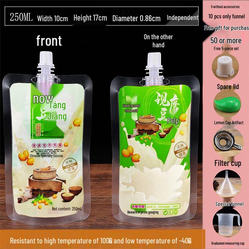 Disposable Transparent Spout Bag for Soy Milk, Chinese Medicine, Soup, or Beverages - Self-Standing and Convenient for Takeaway