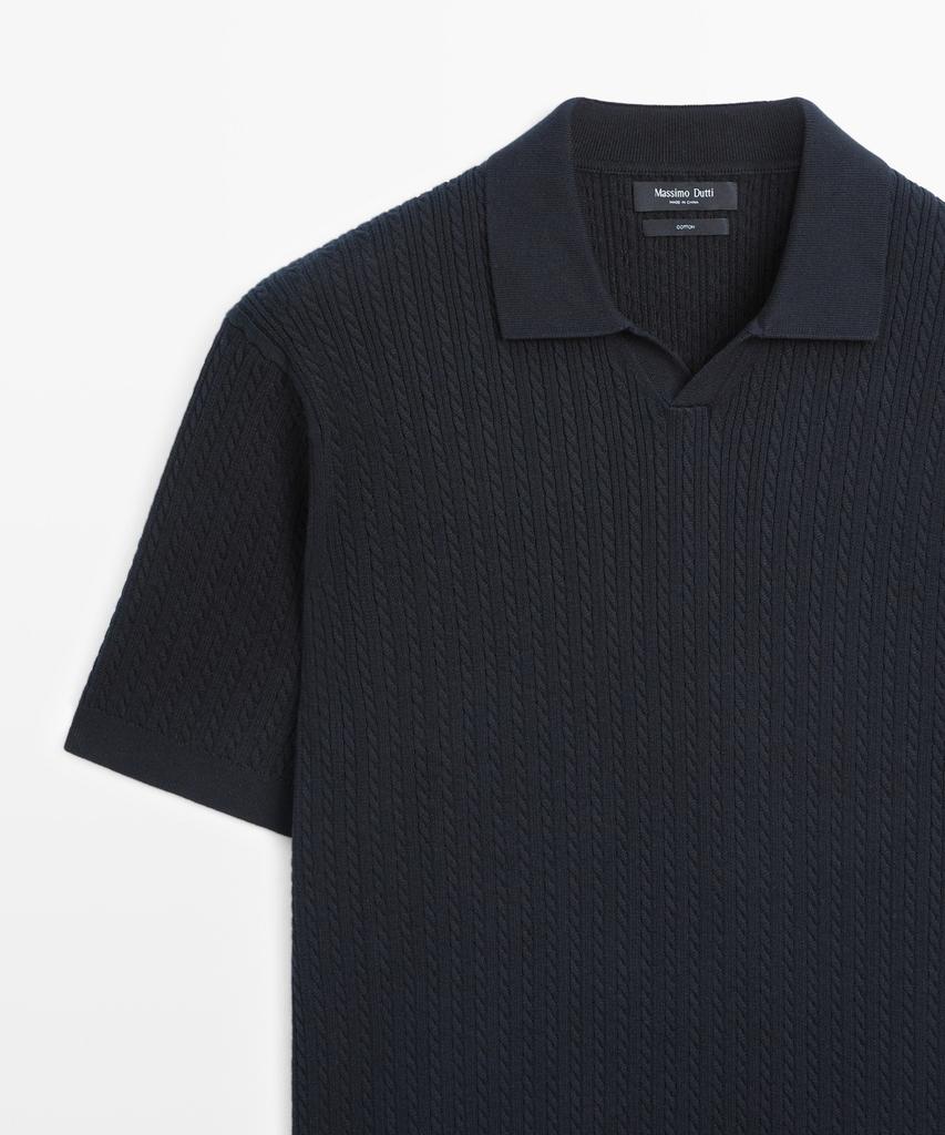 Masimodutti 100% Cotton Cable Knit Polo Sweater