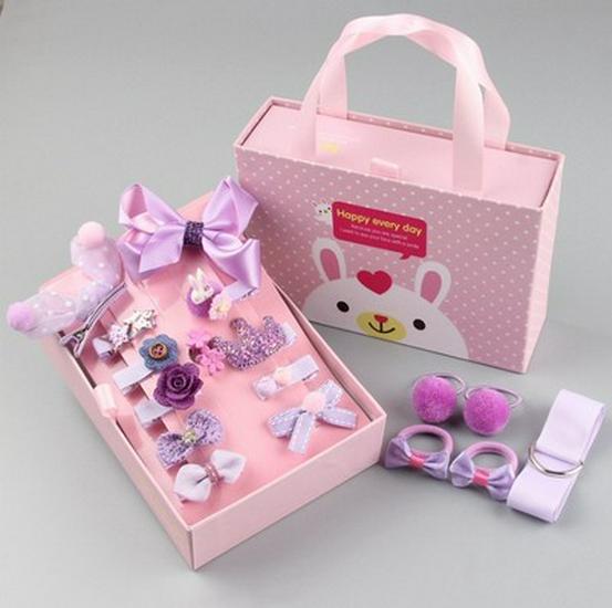 18-teilige Geschenkbox: Haarspangen & Haargummis Set für Kinder - Mädchen-Haarnadeln & Baby-Haarschmuck
