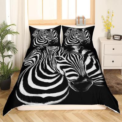 3D Zebra Digitaldruck Bettbezug-Set Bettwäsche-Set Dreiteiliges Set