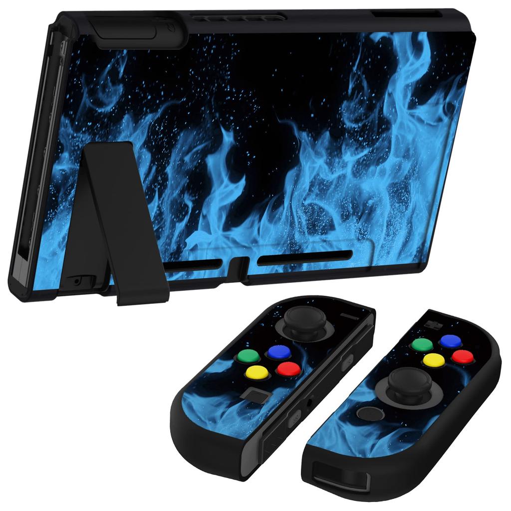 Protective Case for PlayVital Soft TPU Slim Case Cover for Switch with Colorful ABXY Button Caps Switch, [Blue Frame]