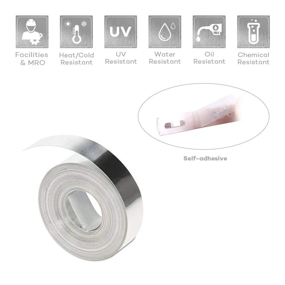 5 rulo 31000 35800 32500 paslanmaz çelik/alüminyum dymo bant 12mm kabartma bandı yapışkan olmayan/yapıştırıcı DYMO M1011 için uyumlu