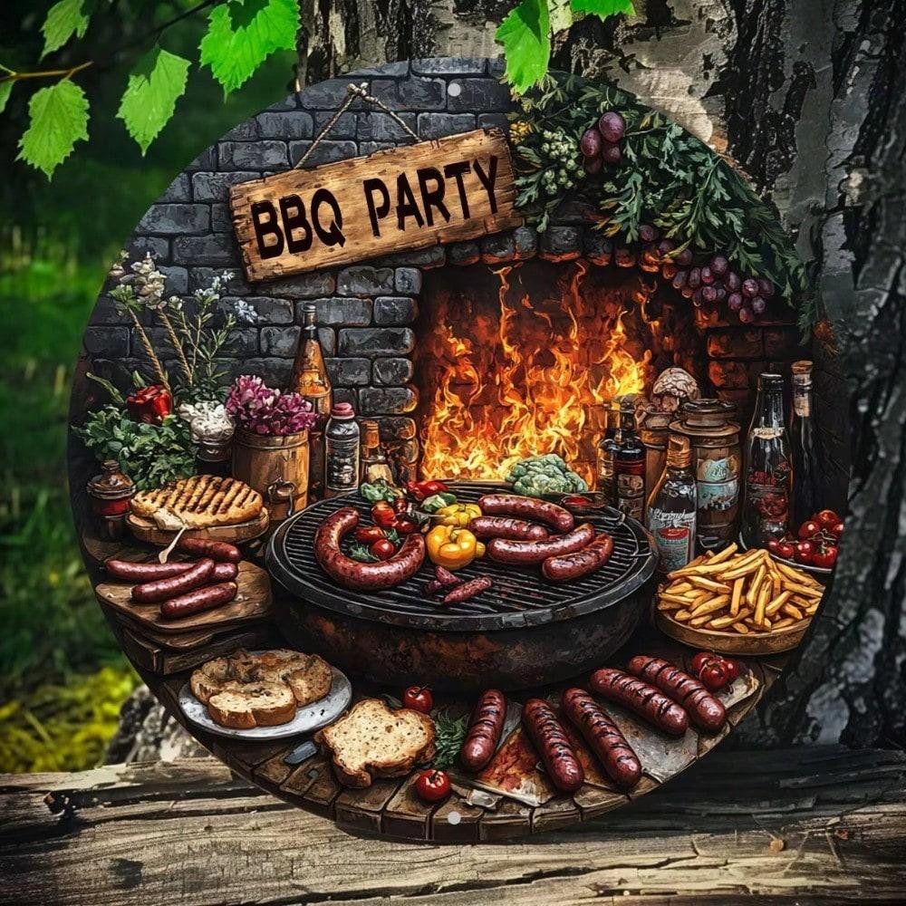 

Wolvor 8 Inch BBQ Wall Sign Kitchen Metal Art Outdoor Grill Backyard Garden Party Housewarming Gift 20x20