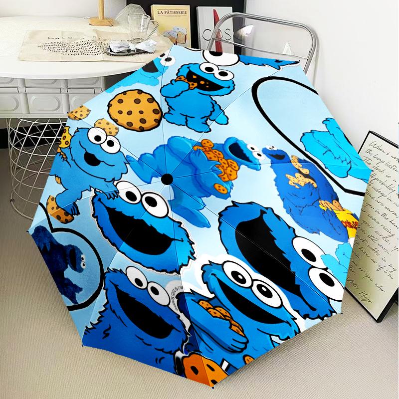 Elmo And Cookie Sesame Friends Umbrella Folding umbrella, automatic umbrella 8-Frame for Travel, camping Use Gift for Halloween Christmas