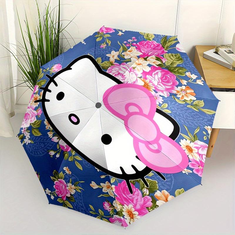 

Hello Kitty,Floral Automatic Folding Umbrella-Simple 8-Rib Design, Bright Cartoon Pattern, Durable Iron Frame, Suitable For Travel, Outdoor,