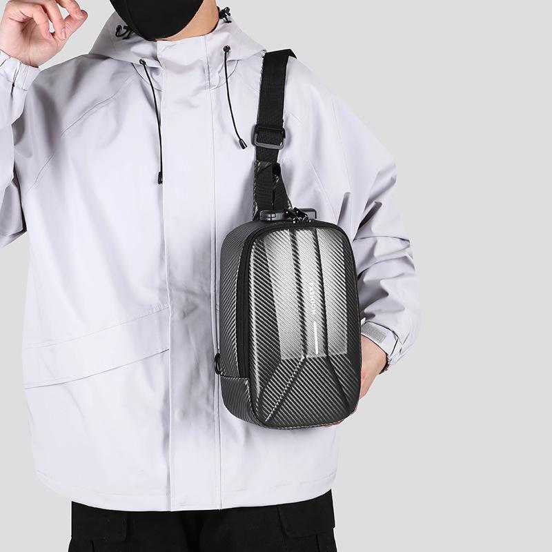 Men's Waterproof Nylon Crossbody Bag with Combination Lock for Outdoor Use