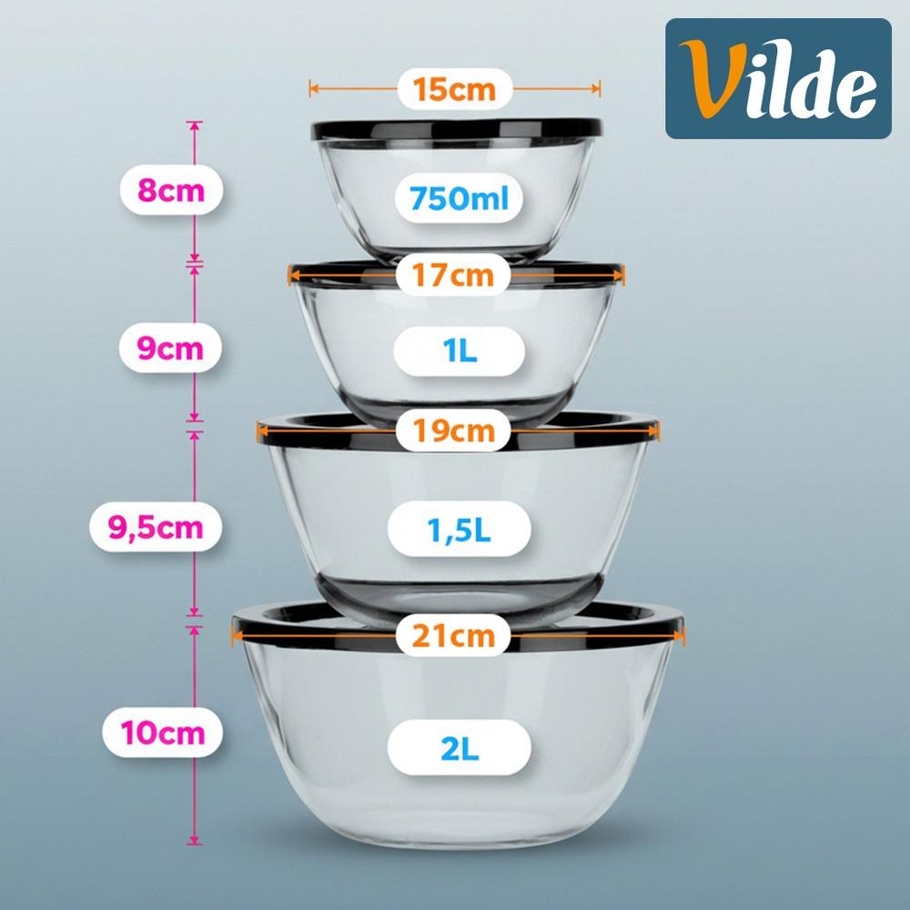 Glass Bowls With Lids 750 Ml / 1 L / 1.5 L / 2 L 8 Pcs.