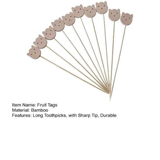 100PCS Disposable Cocktail Picks, Cute Panda Head Decor Bamboo Skewers, Long Food Picks for Sandwiches Burgers Fruits Desserts