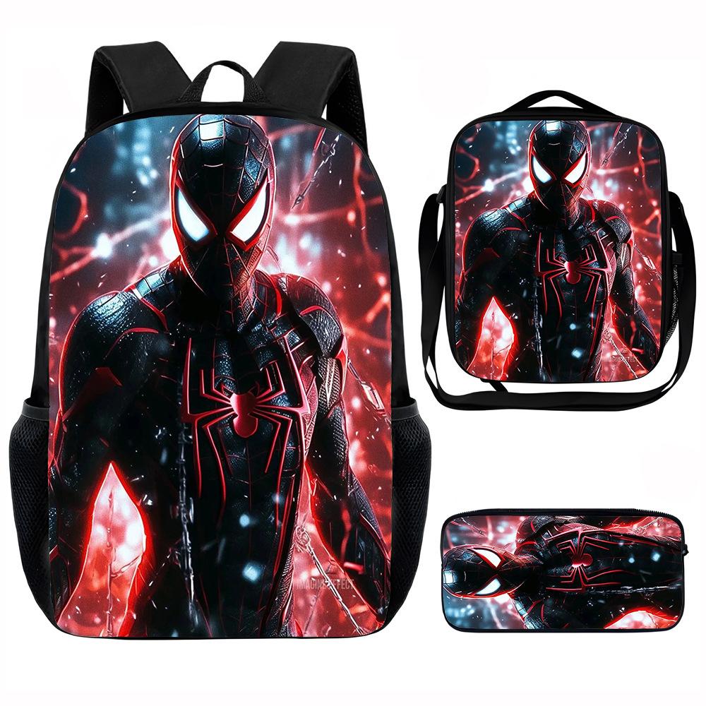 Spider-Man School Bag Lunch Bag Pencil Bag Elementary School Backpack Cartoon Peripheral Backpack Children's Bag Three-piece Set