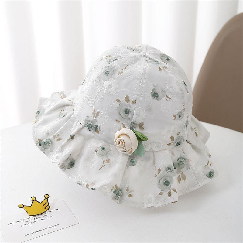 Girl's Treasure Hat Spring and Summer Thin Children's Fisherman Hat Princess Cute Sweet Beauty Preschool Children's Flower Sunshade Hat