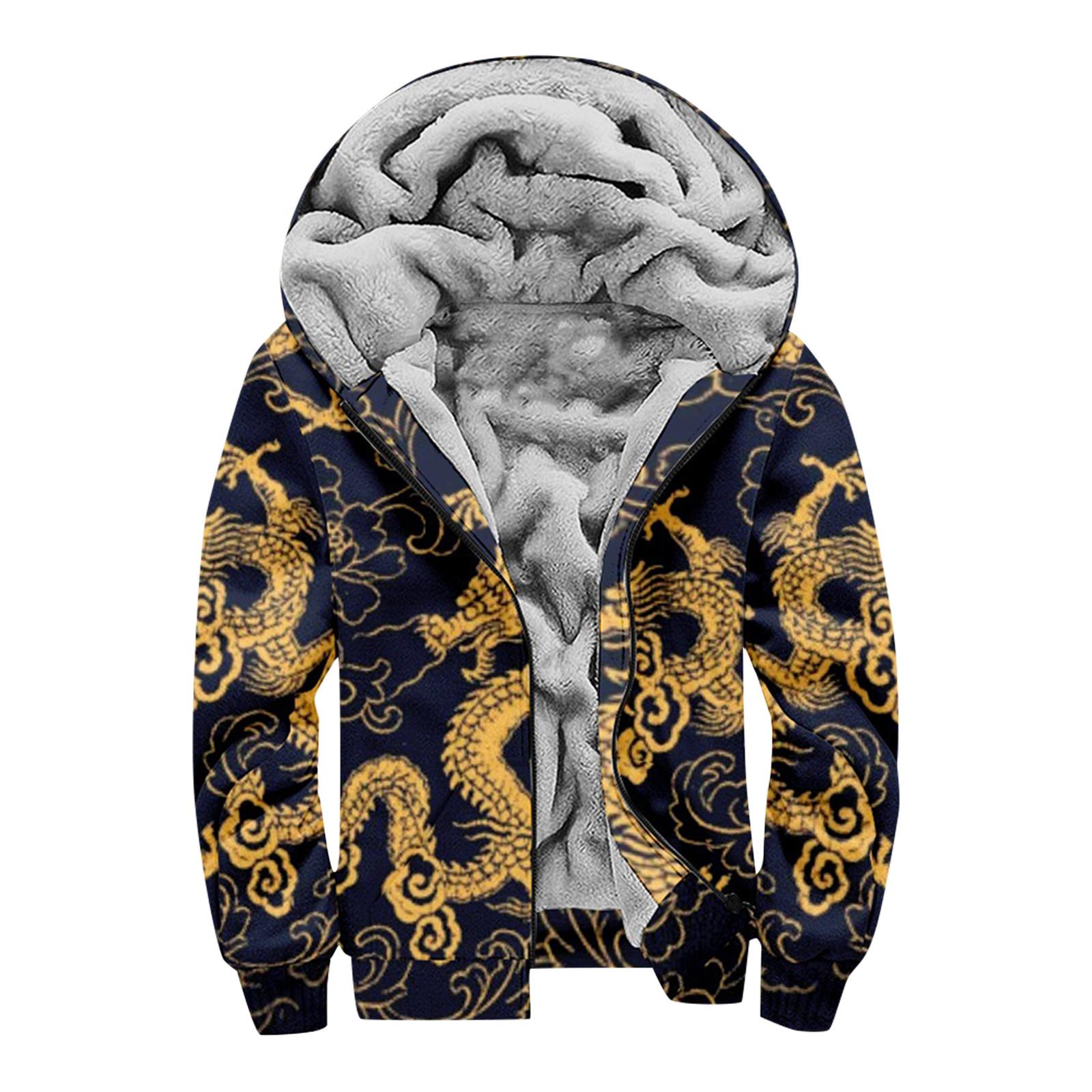 

Мужской индивидуальный повседневный свитер на молнии с длинным рукавом и принтом, толстый хлопковый костюм, зимний костюм XL тёмно-синий