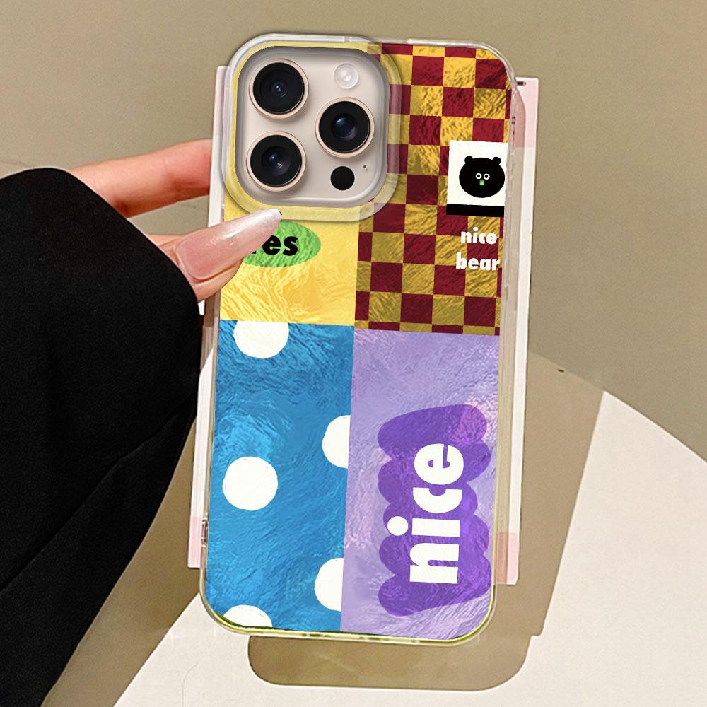 Color Block Match Plaid Women Girls Phone Case for iphone 16 15 14 7 8 Plus 13 11 12 Pro Max X XS XR SE 2022 Silicone Back Cover