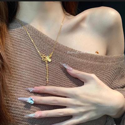 Medieval Luxury Snake & Butterfly Tassel Necklace - High-End Clavicle Chain for Women