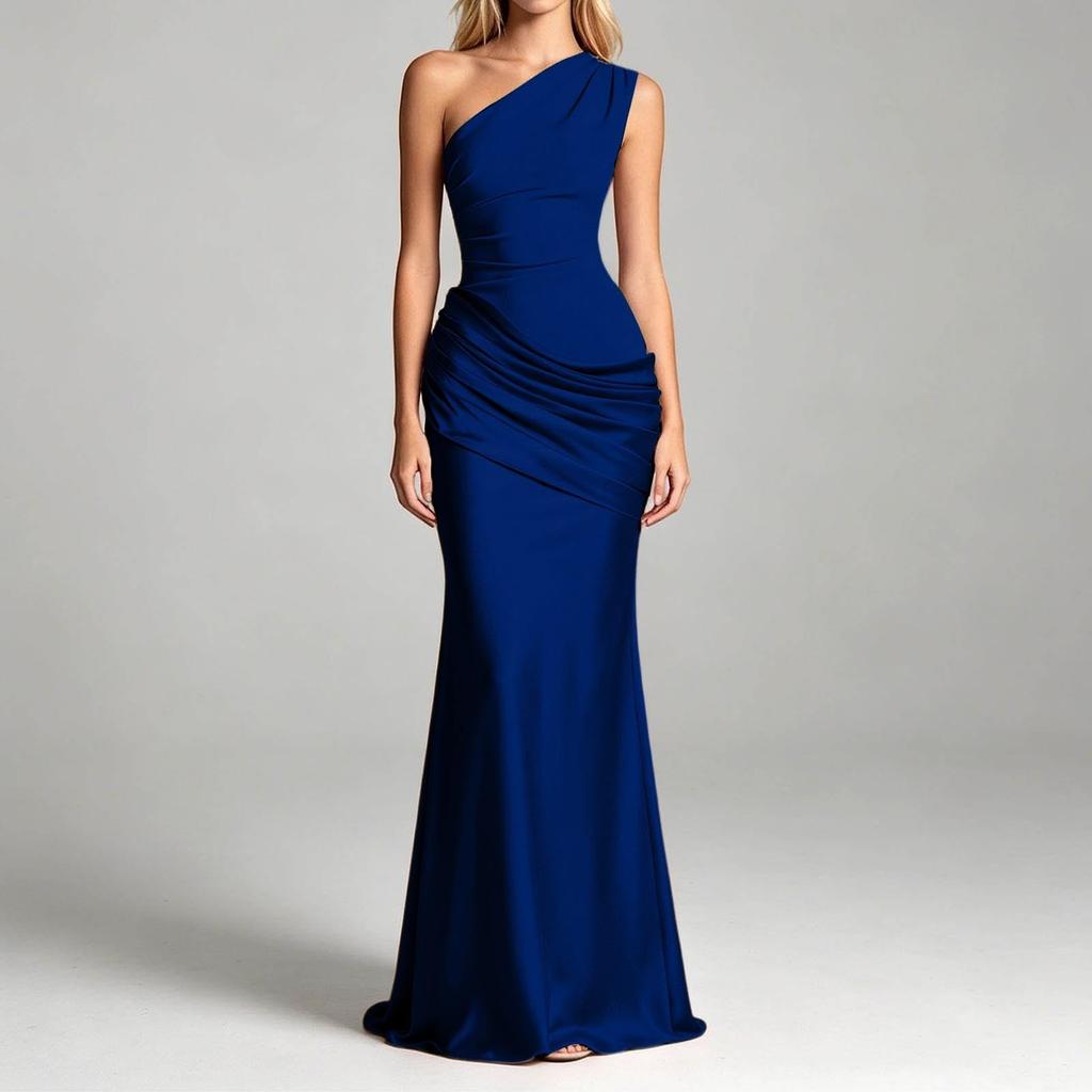 Elegante Abito Formale da Donna a Spalle Scoperte Lungo con Spacco Asimmetrico Bodycon Abito da Sera