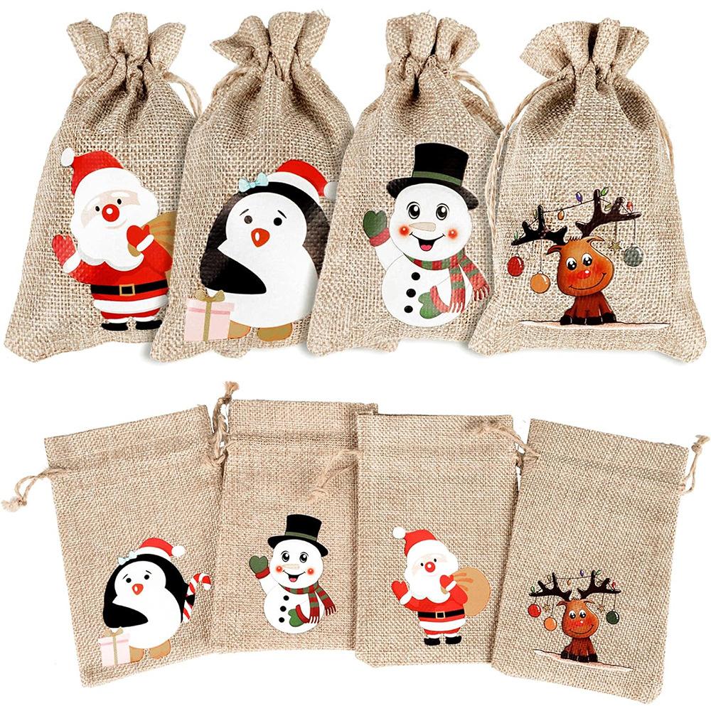 12pcs Halloween Drawstring Bag Packaging Valentine's Day Gift Bag Party Festival Gift Bag Christmas Cloth Drawstring Bag