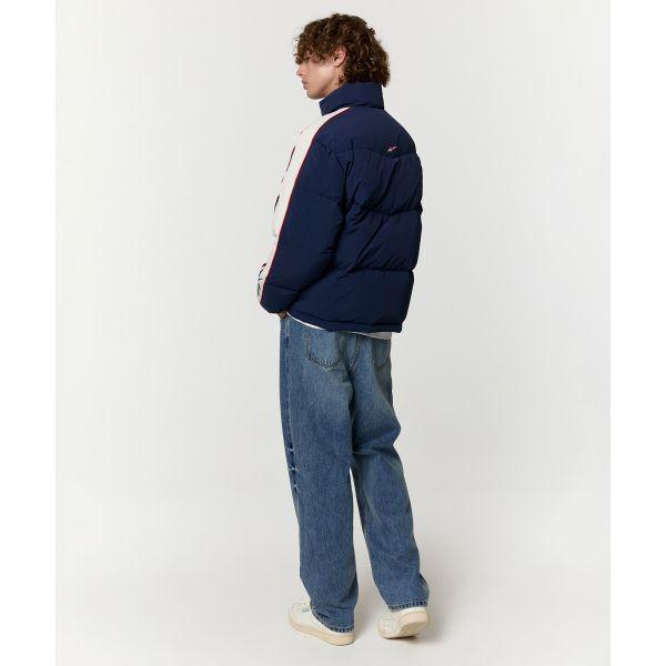 Reebok Color Block Stand Collar Zipper Long Sleeve Down Jacket Unisex Outerwear Navy-Blue REJU4FD54N3
