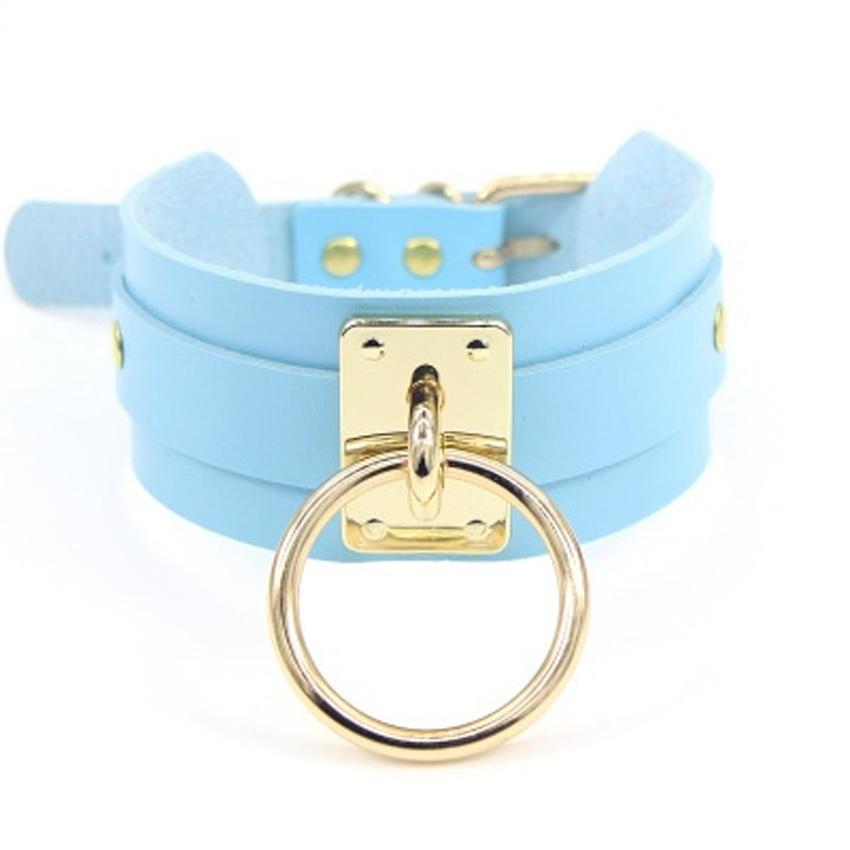 Cool Oversized Choker Fetish Argintiu/Aur O Metal Punk Stil Retro Guler din piele Bondage Sub BDSM Harness Colier