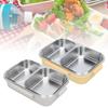 Stainless Steel Lunch Box Container Sealed Odorproof 2 Compartment Portable Square 1.2L