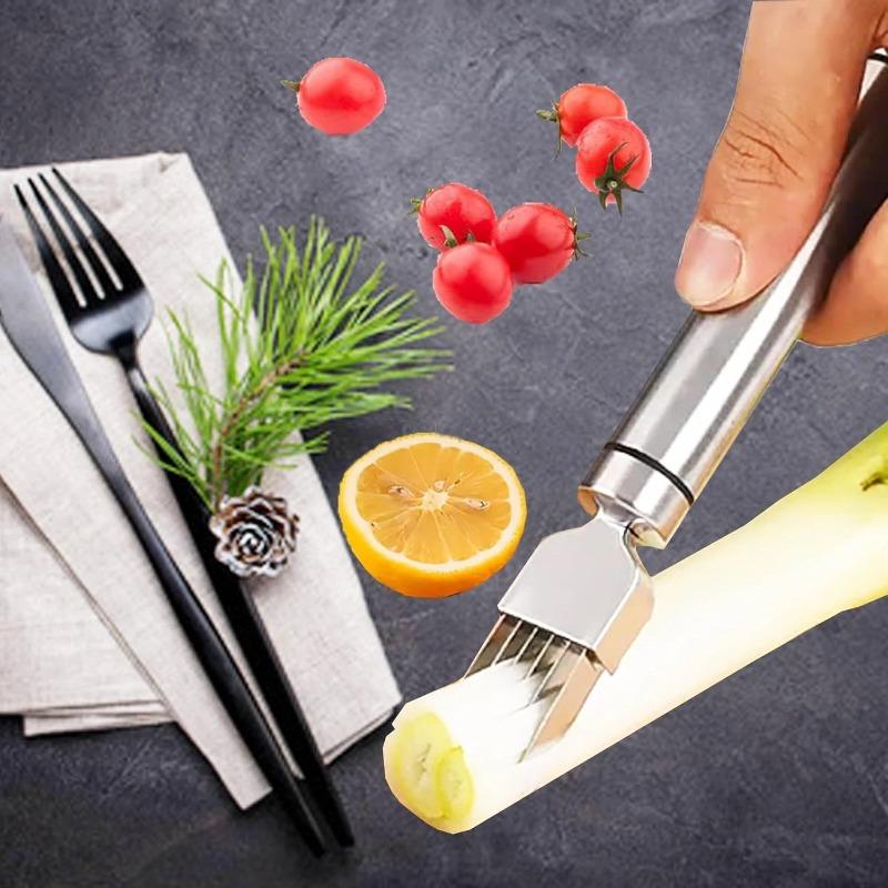 Tăietor de ceapă verde tocată Oțel inoxidabil Multifuncțional Uz bucătărie Un fir manual ultrafin Feliator ceapă verde Răzătoare usturoi