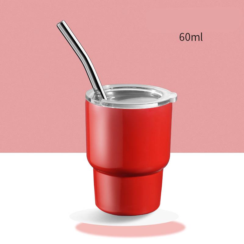 LMETJMA 2oz Mini Tumbler Double Stainless Steel Vacuum Cup Sublimation Shot Glass Tumblers Mugs with Straw and Lids JT228
