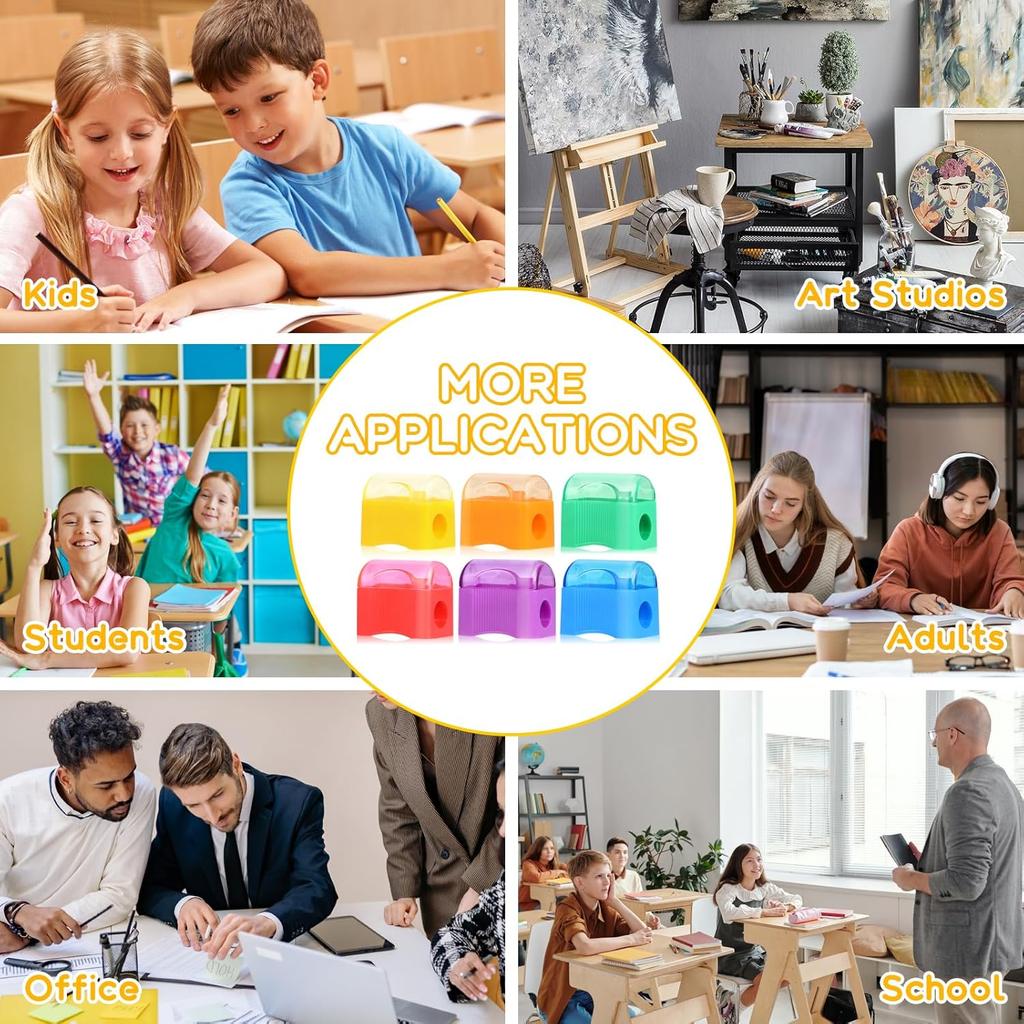 Adorox 72 Count - Plastic Handheld Pencil Sharpener for Classroom, School, Office, Kids’ Party Favors & Art Supplies