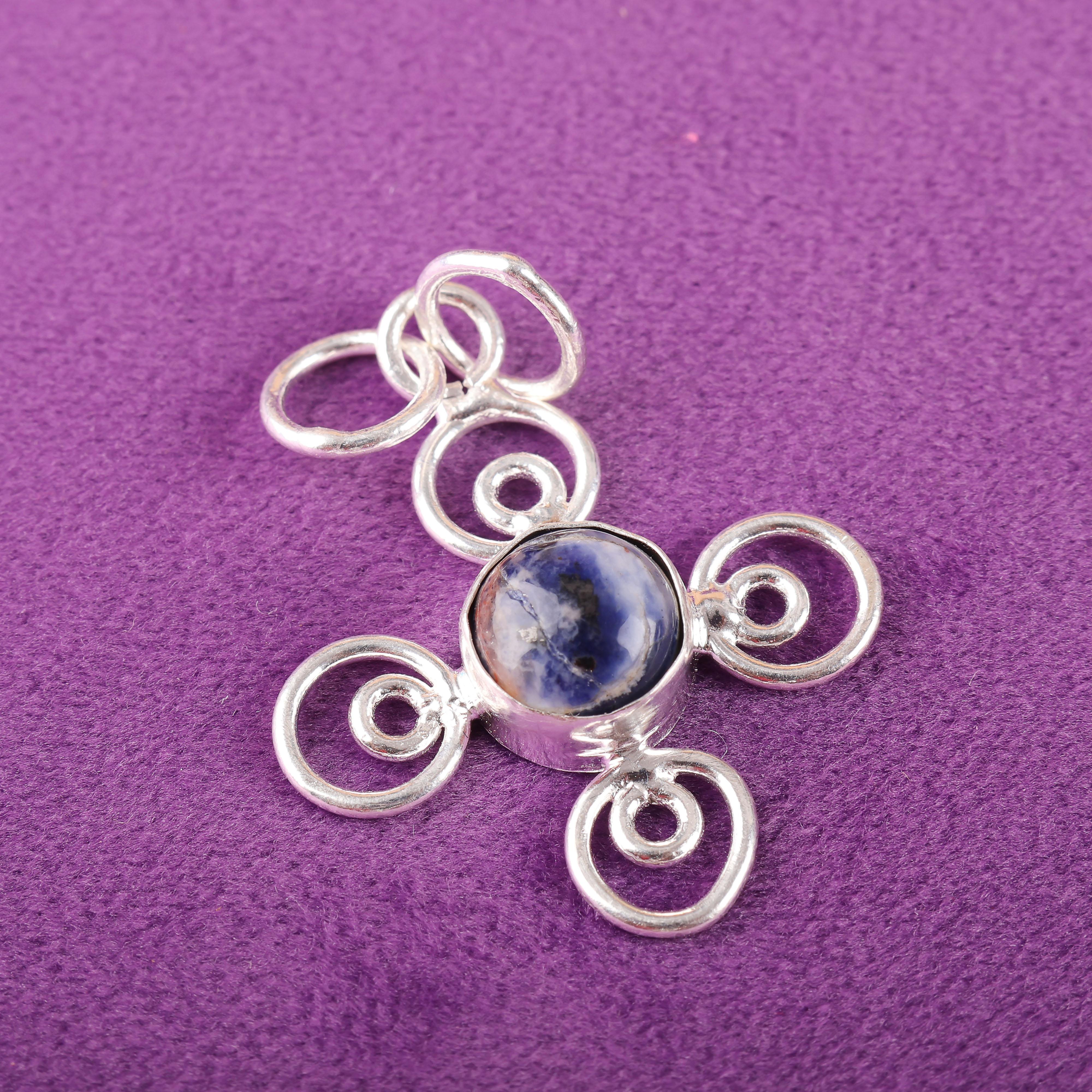 

Подвеска из драгоценного камня содалит ручной работы, 925 пробы, серебряная подвеска, антикварная бижутерия, подвеска для подарка на помолвку 1.57 Inches синий