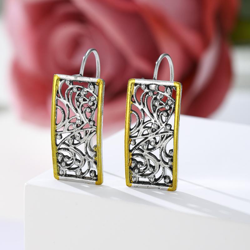 Vintage Copper Hollowed Out Patterned Gold Color Rimmed Earrings Women s Unique Charm Zircon Holiday Party Accessories Gifts