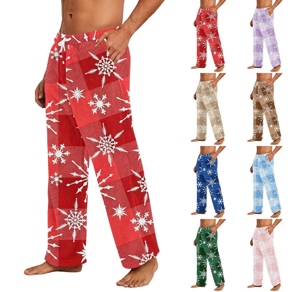 Men's Cozy Pajama Pants with Christmas Print for Holiday Lounging and Sleep
