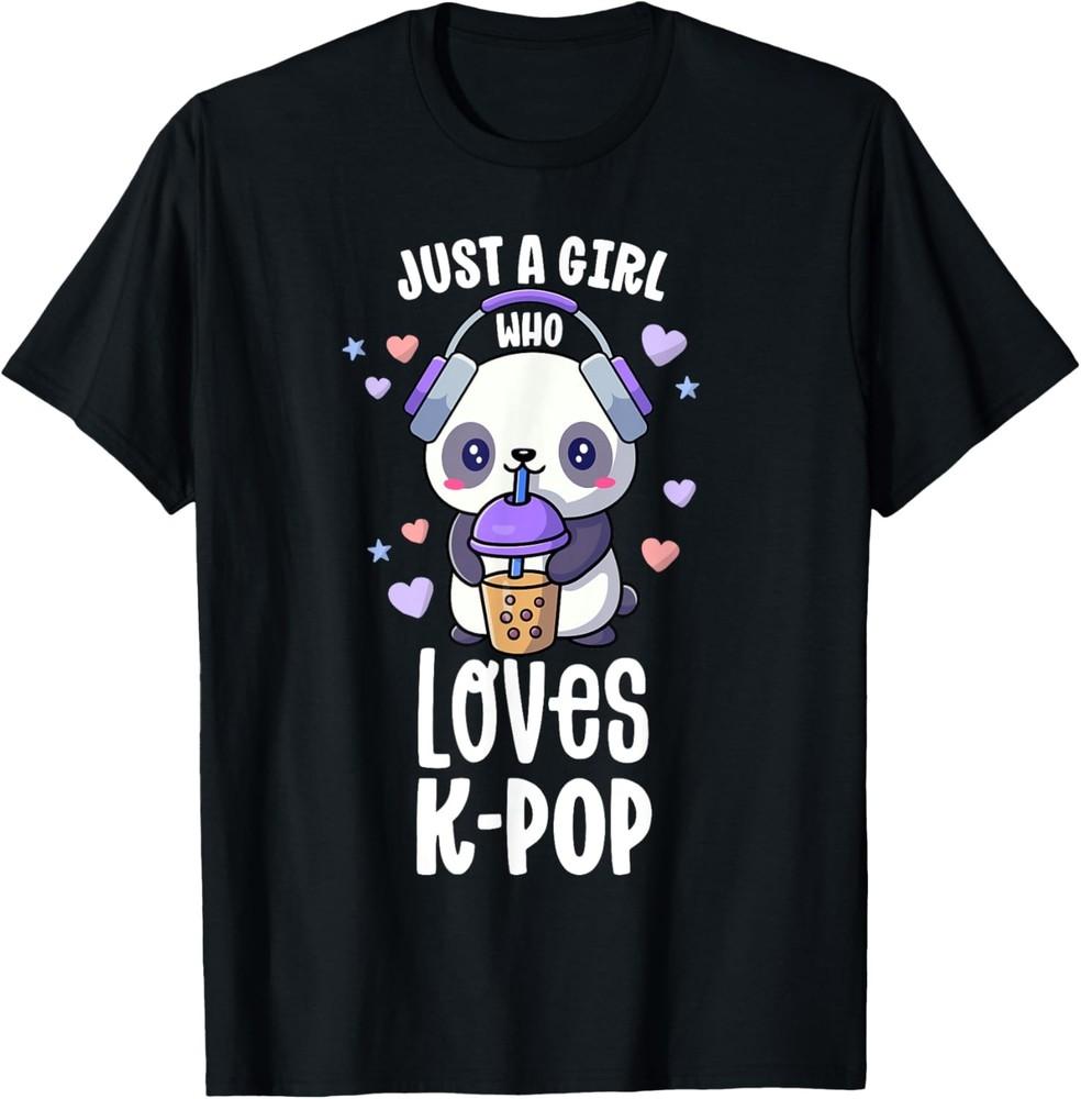 Просто Девушка, Которая Любит K-Pop Футболка Подарок Кавайная Боба И KPop Футболка Унисекс Футболка XL