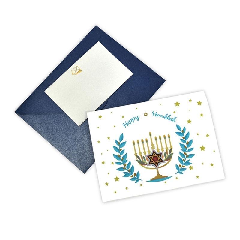 Exquisite Handmade Gift Card for Chanukah Festival 3DPopUp Blessing Card HappyHanukkah Card Menorah Light Greeting Card
