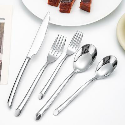 5pcs Silver/Golden Dinnerware Cutlery Set Mirror Stainless Steel Tableware Knife Fork Dessert Spoon New Western Kitchen Flatware