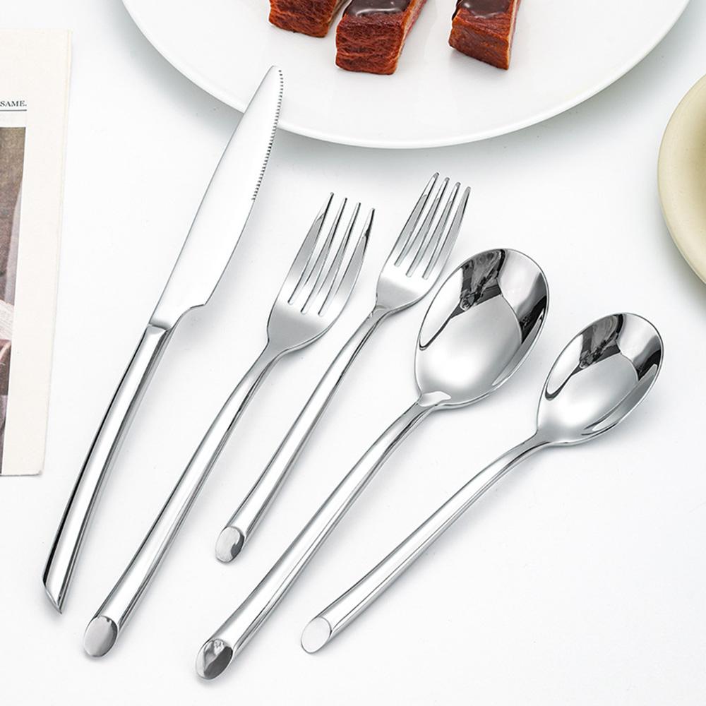 5pcs Silver/Golden Dinnerware Cutlery Set Mirror Stainless Steel Tableware Knife Fork Dessert Spoon New Western Kitchen Flatware