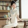 White national style new Chinese long improved cheongsam women's high-end engagement dress retro slim waist spring and summer