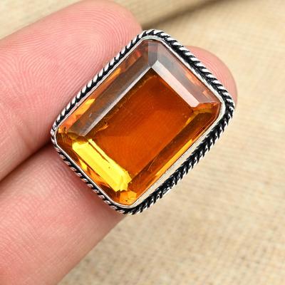 Honey Topaz Gemstone Jewelry Solid 925 Sterling Silver Handmade Ring For Gift