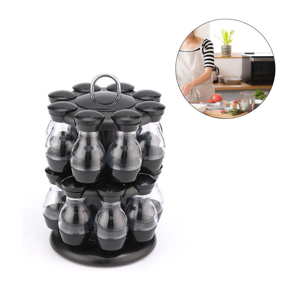 Spice Tins Stand with 8/16 Bottles Stainless Sturdy Cooking Supplies 360-Rotating Seasoning Can Holder Condiment Set Restaurant