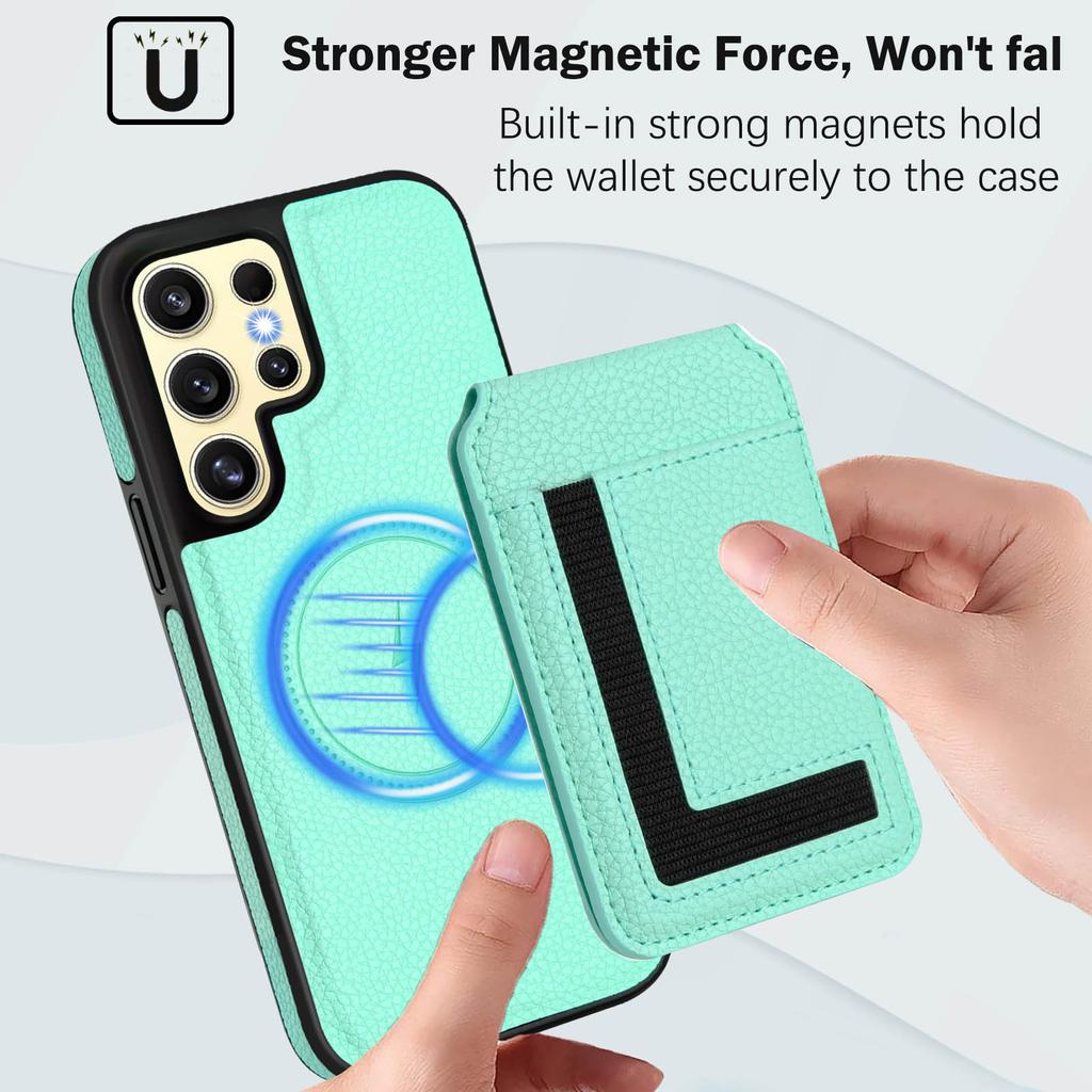 For Samsung Galaxy S24 Ultra CX01 Magnetic Case TPU+PU Leather Phone Back Cover with Detachable Card Holder