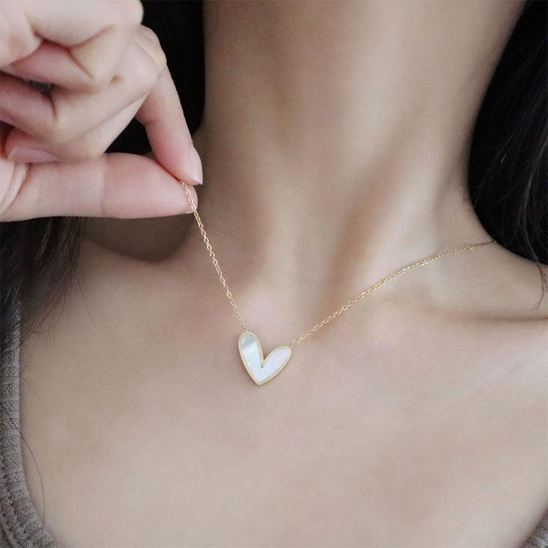 

White Love Titanium Steel Necklace Women s collarbone Chain
