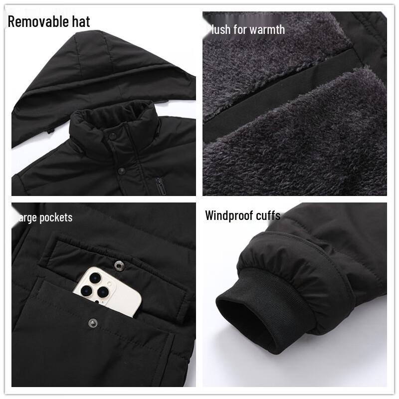 ROMON Men's Loose Hooded Padded Winter Jacket