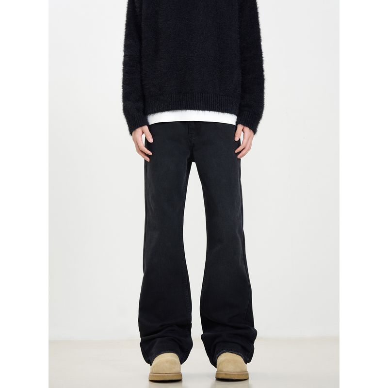 Kisko American High Street Cleanfit Flared Black Versatile Jeans for Men and Women, Cool Straight-Leg Slimming Pants