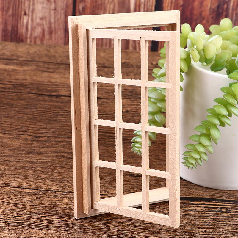 1pcs 1:12 Dollhouse DIY Door Windows Furniture Miniatures Wooden Accessories Pretend Play Toy For Kids