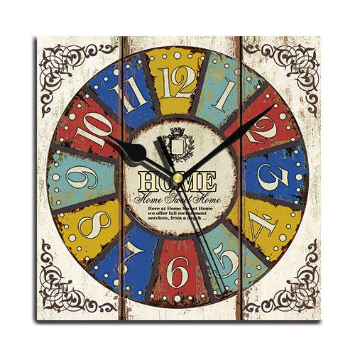 24 Cm Fashion Originality Wooden Square Wall-mounted Clock Quiet Desk Clock for Kitchen Office Living Room Study Dining Room