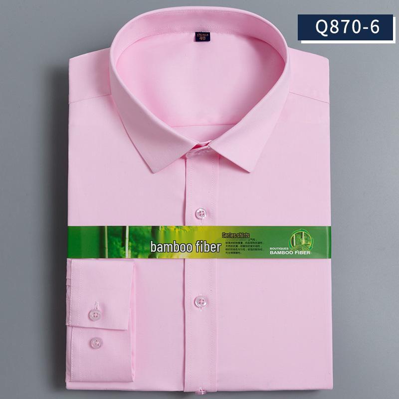 Men's 2025 Bamboo Fiber Slim Fit Long Sleeve Dress Shirt - Comfortable, Iron-Free Business Workwear