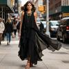 Fat Hiding Loose Dress Women's Flowy Chiffon Dress, Sleeveless Crew Neck Asymmetrical Hem Plus Size Women Long Summer Layered Cocktail Wedding