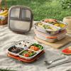 3/ 4 Grids Stainless Steel  Lunch Box Reusable Student Meal Plate Tableware Food Container  Camping