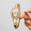 Fashion Oval Roma Dial Women Quartz Watch Elegant Rhinestone Bracelet Bangle Strap Ladies Wristwatch Reloj Mujer
