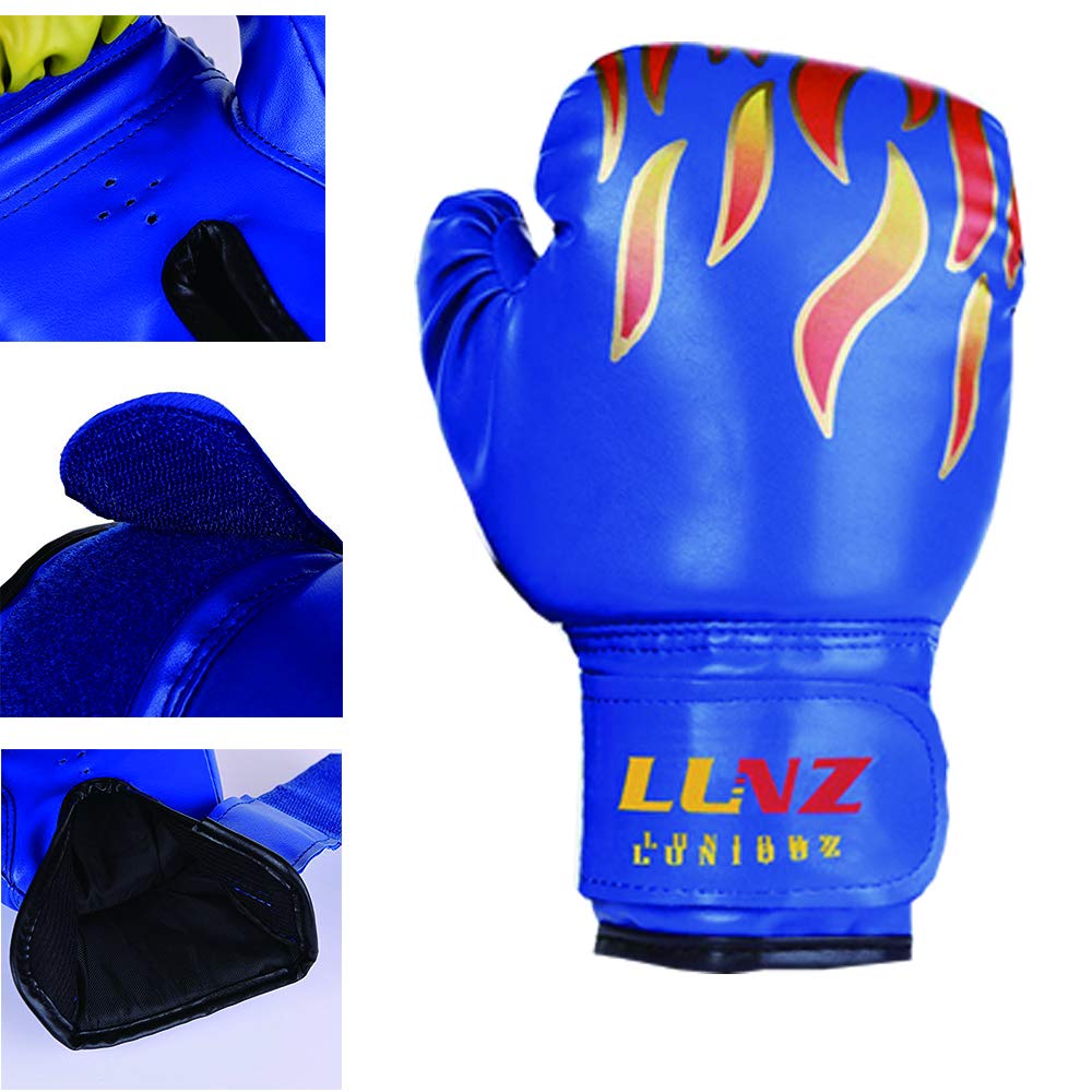 Boxing Gloves LangRay Punching Gloves Training Training Special Training Breathable Martial Arts Karate Kids PU Leather Children's Parent-Child (Blue,