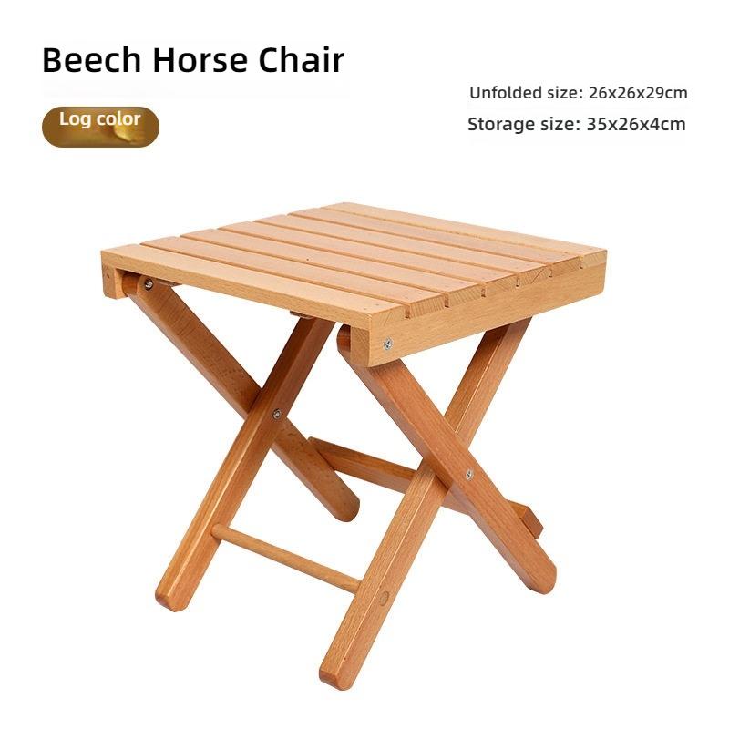 Folding low stool, shoe changing stool, household pony solid wood portable living room bench, sturdy fishing stool at the door